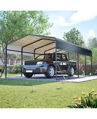 Asagikoiai 13x20 Feet Heavy-Duty Metal Carport with Reinforced Steel Roof for Car and Outdoor Storage