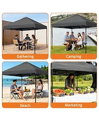 homfan 10x10 Pop Up Canopy Tent with One-Push Setup, Vent, Wheeled Bag, 4 Sandbags, 8 Stakes and 4 Ropes