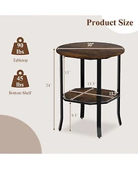 Sugift Round Side Table Small End Table with Storage Shelf 2-Tier for Small Space