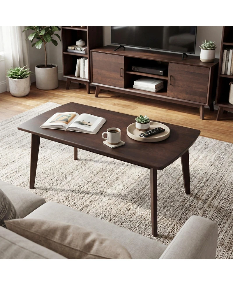 Sugift Solid Wood Modern Center Table with Tapered Legs 34.5in