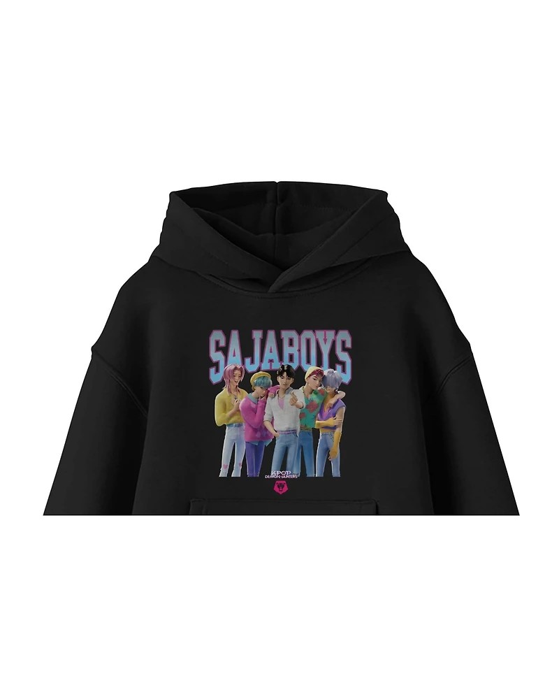 KPop Demon Hunters Saja Boys Xs - Xxl Group Shot Youth Long Sleeve Hooded Sweatshirt-Large