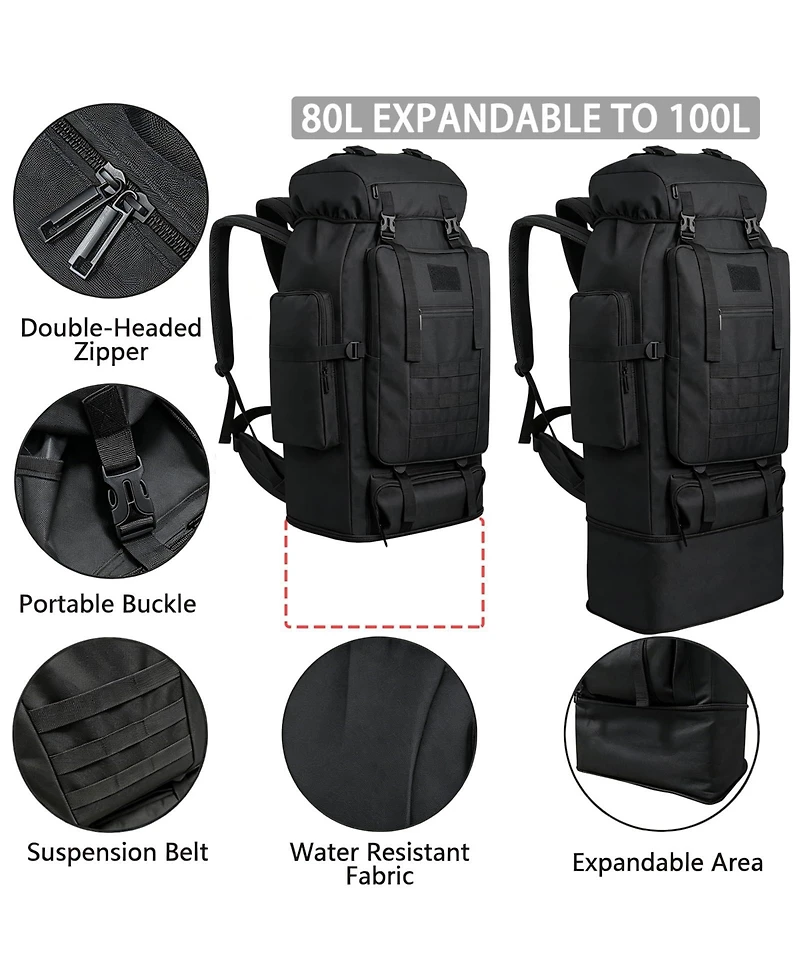 Piscifun 80L Hiking Backpack Waterproof Large Capacity Outdoor Travel Camping Tactical Rucksack