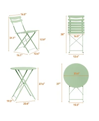 homfan 5-Piece Patio Bistro Set Folding Metal Frame Outdoor/Indoor Table and Chairs, No Assembly Needed, Space-Saving for Balcony Yard Garden