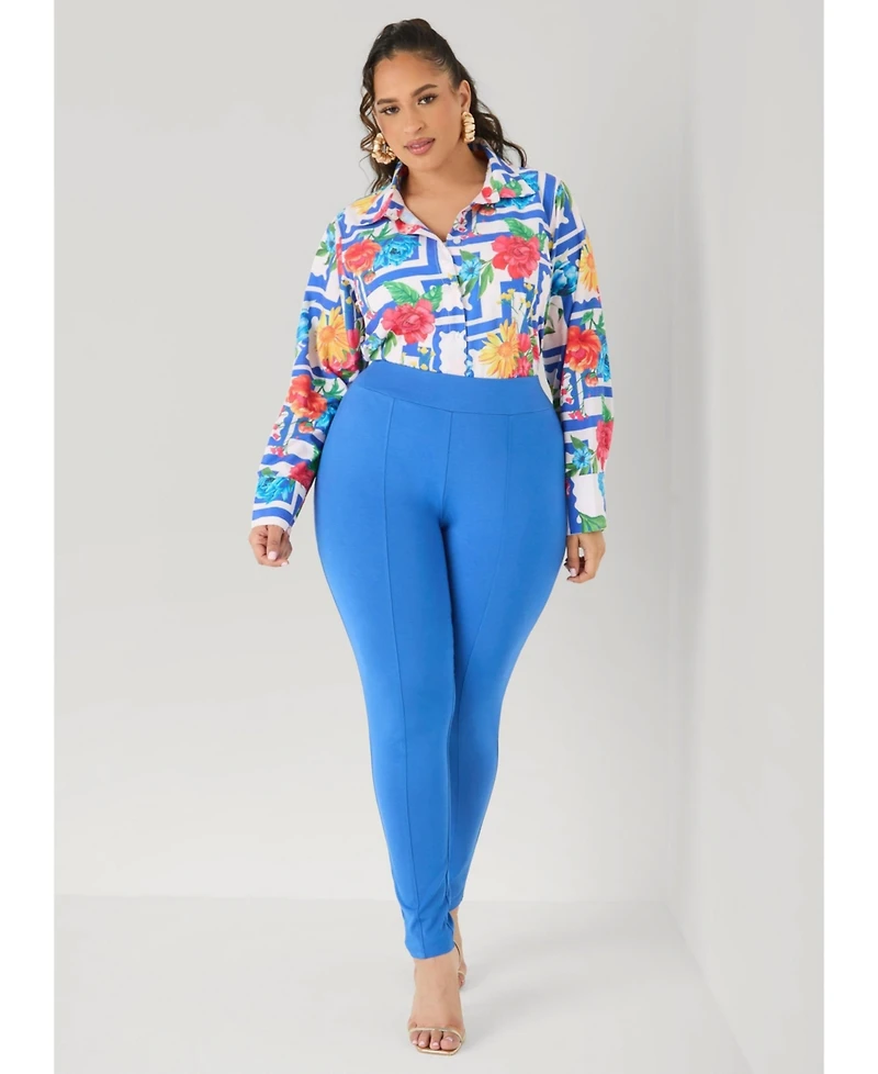 Ashley Stewart Plus Sizes Seamed Ponte Leggings