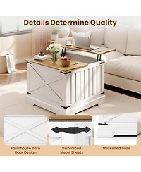 Sugift Farmhouse Lift Top Table with Hidden Storage Compartment