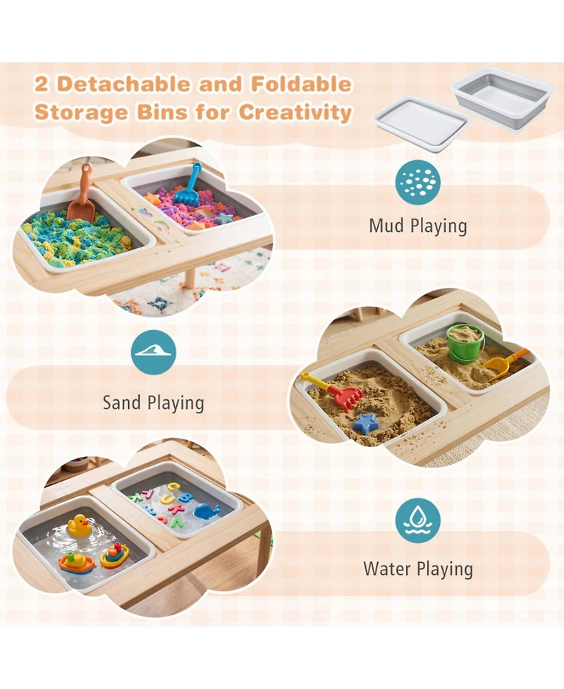Hongge 6-In-1 Kids Sensory Table With Adjustable-Height Legs, Ages 3+