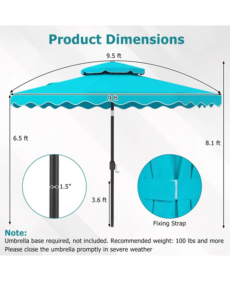 Gouun 9 Feet Outdoor Patio Umbrella with Push Button Tilt and Crank Lift
