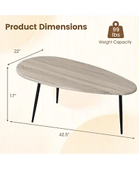 Sugift Oval Mid Century Center Table with Sturdy Metal Construction