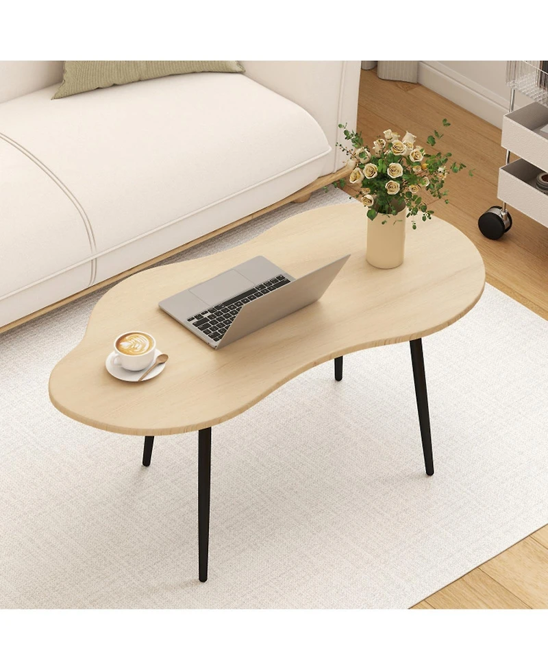 Sugift 39.5 in Cloud Shape Center Table with Metal Frame