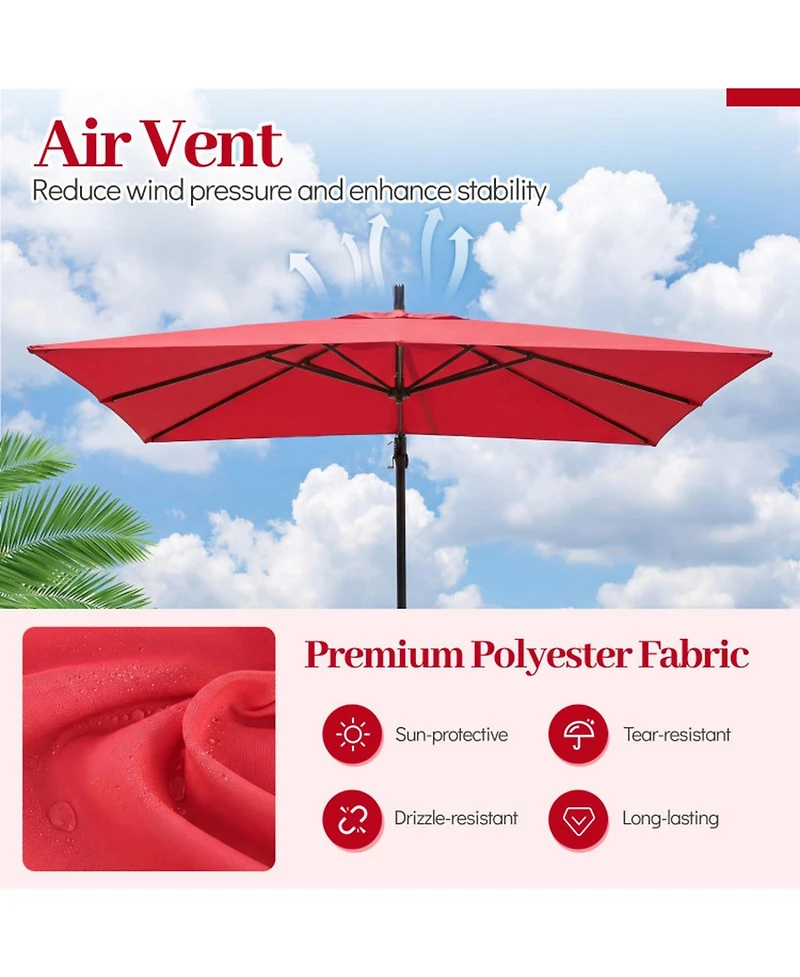 Gouun 8 x 8 Feet Square Hanging Offset Patio Umbrella with Cross Base