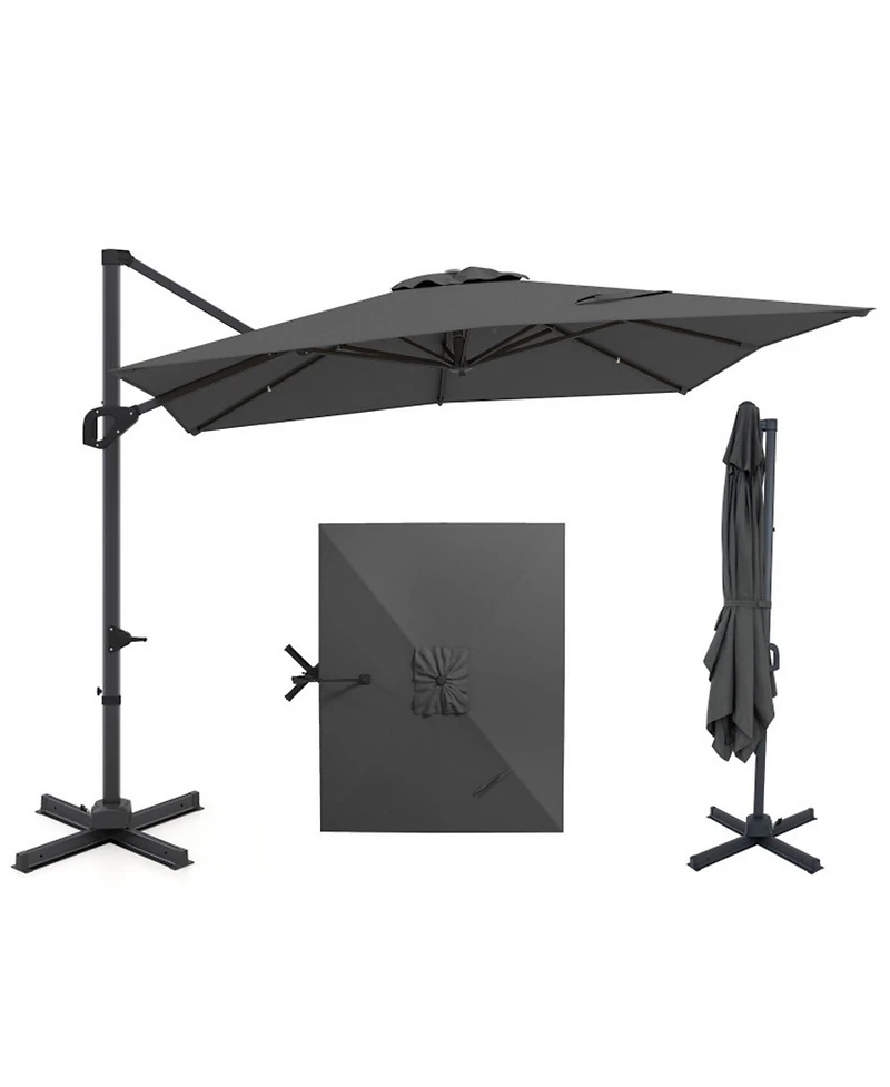 Gouun Cantilever Patio Umbrella with 360 Rotation and Six-Tier Tilt