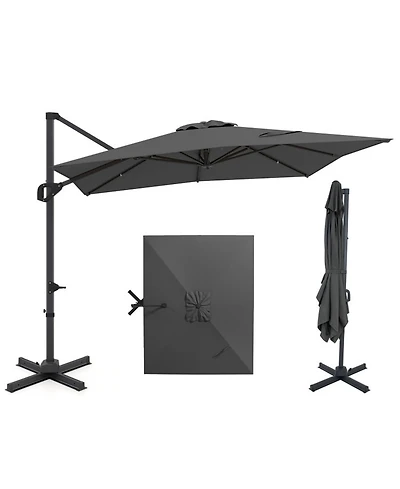 Gouun Cantilever Patio Umbrella with 360 Rotation and Six-Tier Tilt