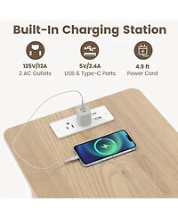 Sugift Set of 2 End Tables with Charging Station and Hidden Compartment