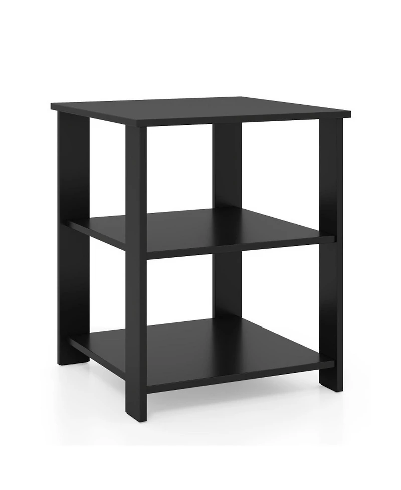 Sugift 3-Tier Modern Nightstand Square Side Table with Open Storage Shelves