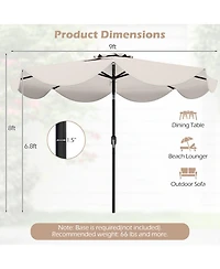 Gouun 9 Feet Scalloped Solar Market Table Umbrella with 24 Led Lights
