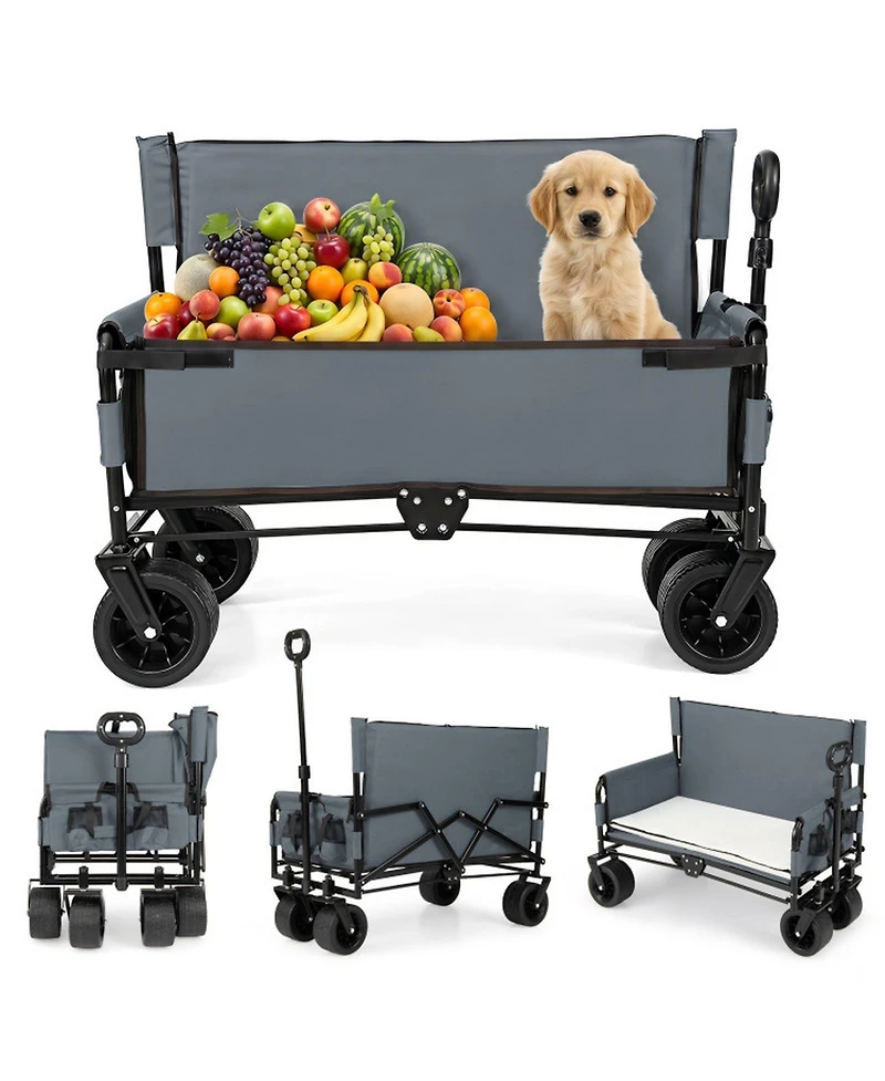 Hongge 2-in-1 Collapsible Beach Wagon Convertible to a Bench