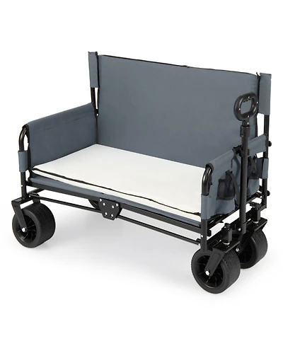 Hongge 2-in-1 Collapsible Beach Wagon Convertible to a Bench