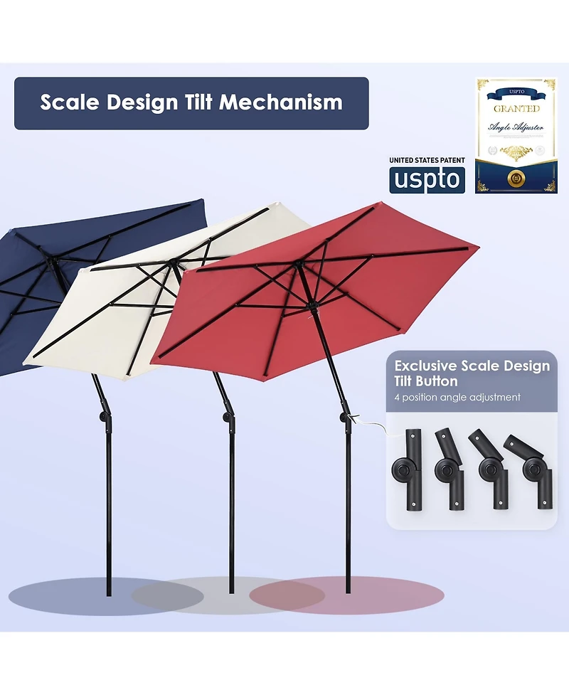 Yescom 7.5Feet Portable Patio Table Umbrella with Tilt 3piece Deck Shade for 250th National Anniversary Celebration Decor Ornament