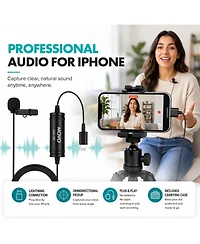 Movo LV1-di MFi Certified Lightning Omnidirectional Lavalier Microphone with 20-Foot Cable for iPhone and iPad