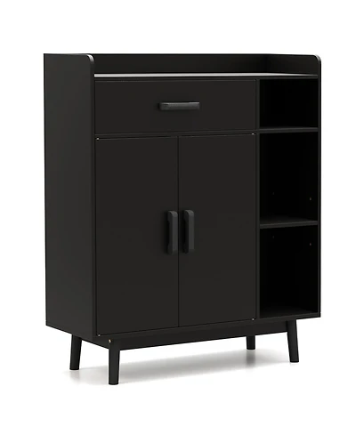 Sugift Free Standing Floor Storage Cabinet Cupboard Chest with 1 Drawer