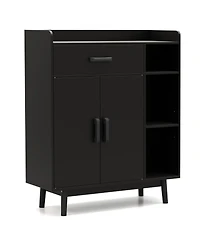 Sugift Free Standing Floor Storage Cabinet Cupboard Chest with 1 Drawer