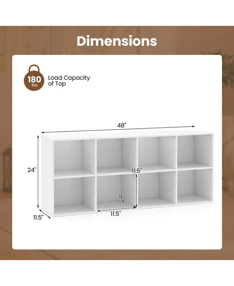 Sugift 8-Cube Bookcase Bookshelf with 2 Anti-Tipping Kits Storage Organizer