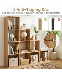 Sugift 4-Tier 10-Cube Bookshelf with 2 Anti-Tipping Kits for Home Office