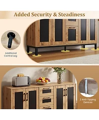 Sugift 63 Inch Sideboard Buffet Cabinet with 3 Drawers and Storage Shelves