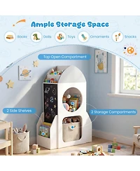 Sugift 3-Tier Kids Rocket Bookshelf Space Theme Toddler Toy Storage Organizer