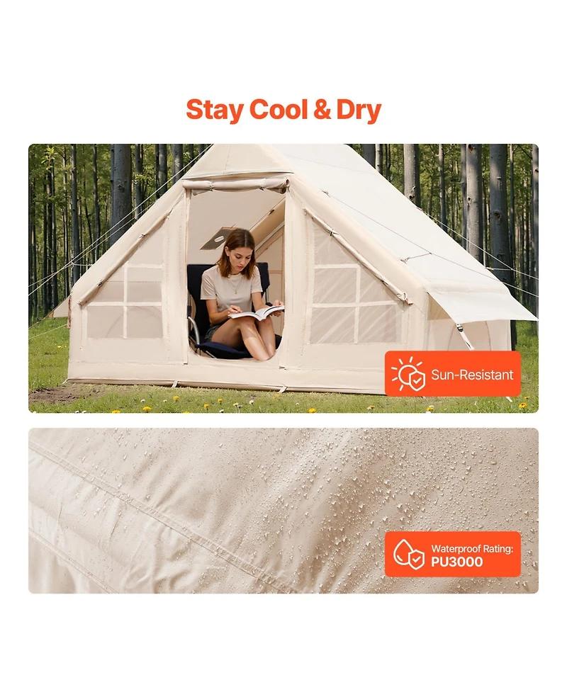 Hongge Inflatable 3 to 5 Person Camping Tent with Stove Jack