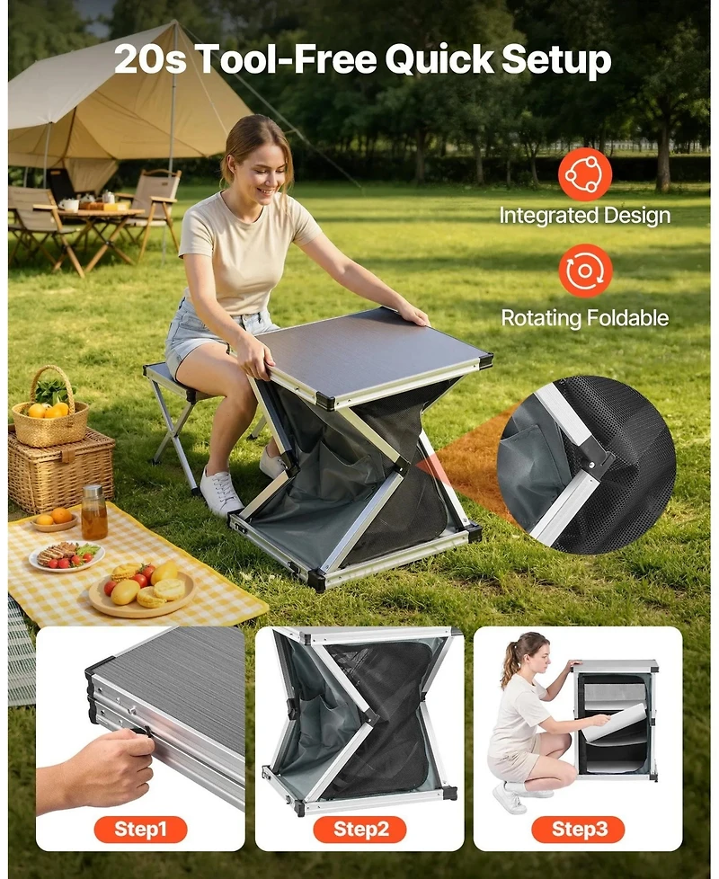 Hongge Aluminum Folding Camp Kitchen Cabinet with Three Shelves