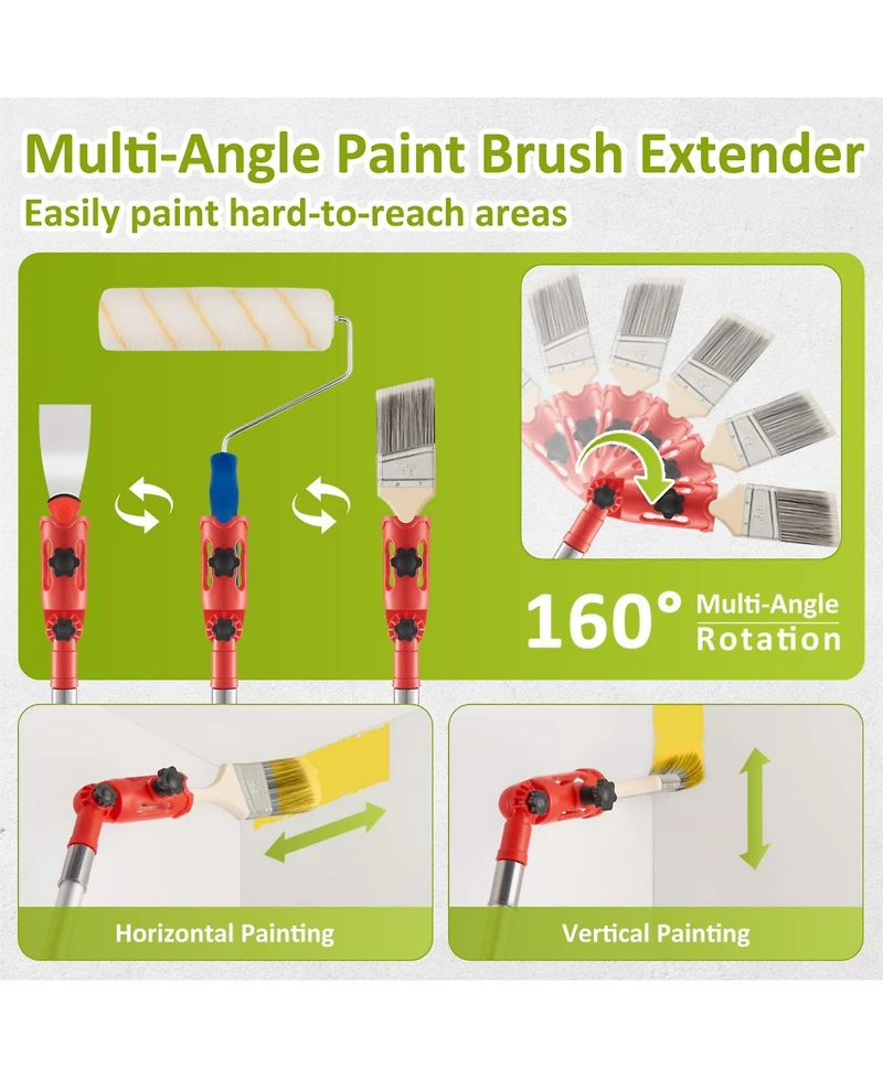 Xdovet Paint Roller Set includes extension pole, roller, tray, and multi-angle extension joint