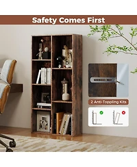 Sugift Vertical or Horizontal Freestanding Bookshelf with 7 Compartments