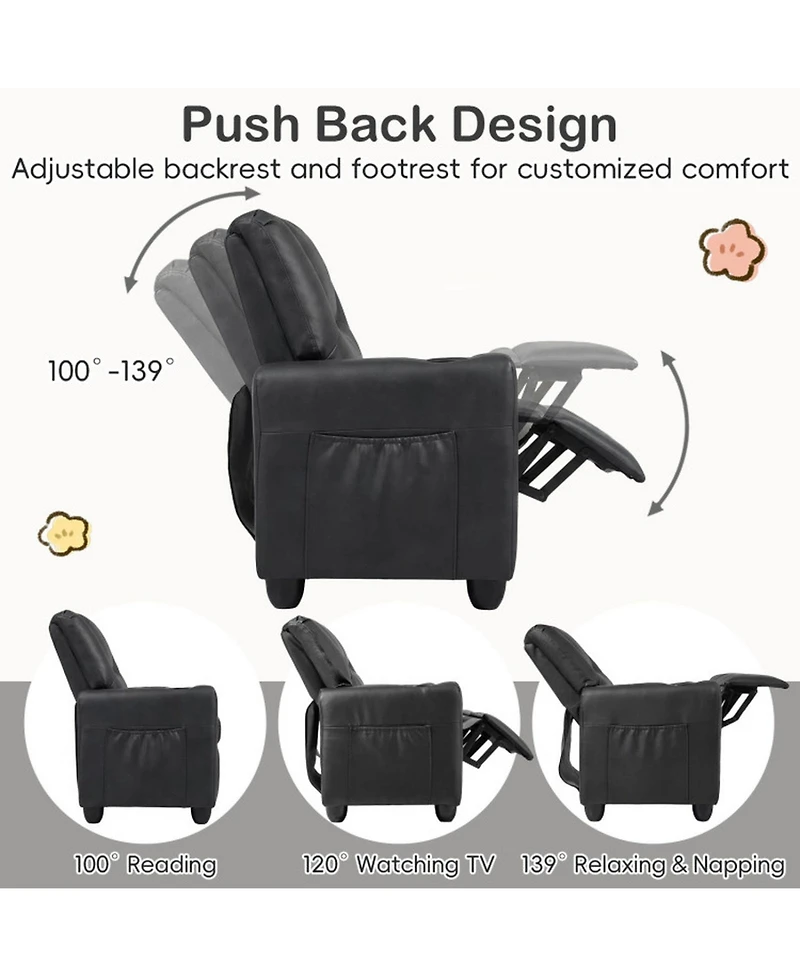 Sugift 2-Seater Kids Recliner Toddler Sofa Chair with 2 Cup Holders