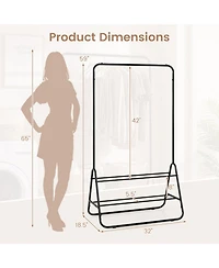 Sugift Heavy-Duty Clothes Rack with Hanging Rod and 2 Storage Shelves