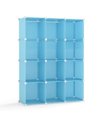 Sugift Modular Baby Wardrobe with 10 Cubes Hanging Rod and Shelves Stackable