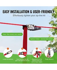 Hongge 65 ft Backyard Zip Line Kit Rated to 500 lb Capacity