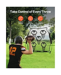 Hongge 6 x 6 ft Football Throwing Net with 5 Target Pockets