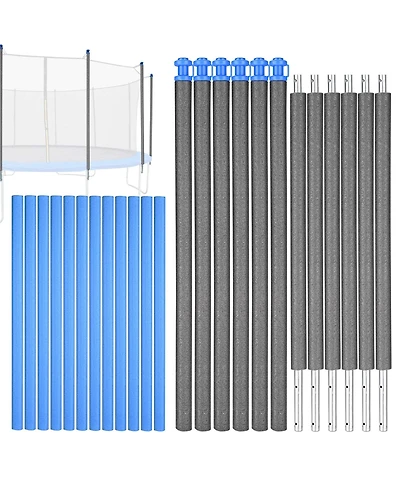 Yescom 6 Pcs Trampoline Replacement Poles with Clamps and 12 Pcs Trampoline Pole Foam Sleeves, Universal Hardware for Straight Poles