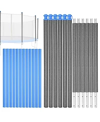 Yescom 6 Pcs Trampoline Replacement Poles with Clamps and 12 Pcs Trampoline Pole Foam Sleeves, Universal Hardware for Straight Poles