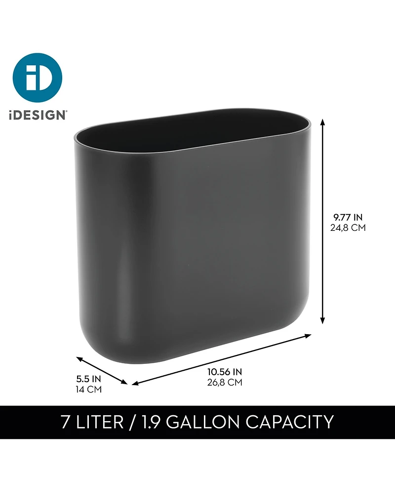iDesign Small Plastic 1.9 Gallon Oval Bathroom Trash Can