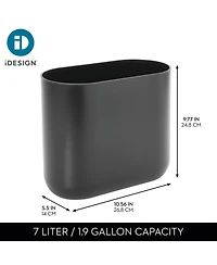 iDesign Small Plastic 1.9 Gallon Oval Bathroom Trash Can
