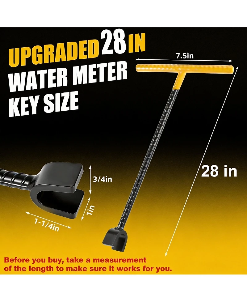 Xdovet Water Meter Key T-handle U-head Shut Off Tool Curb Valve