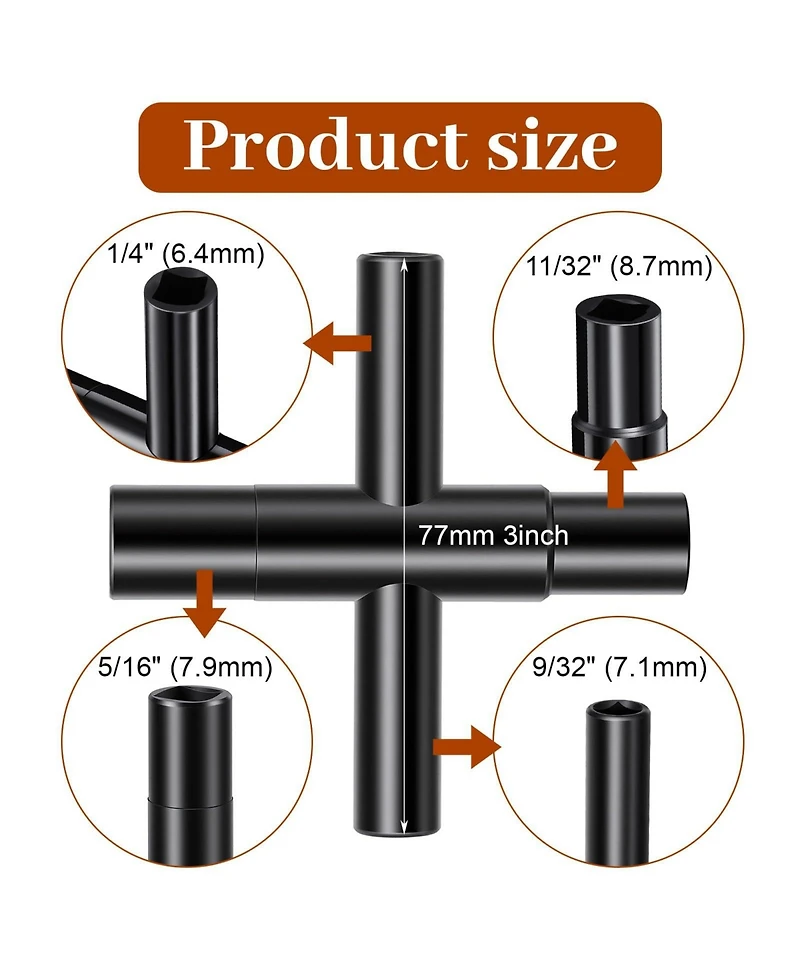 Xdovet 4 Way Sillcock Key Wrench Steel Utility Key Faucet Valve