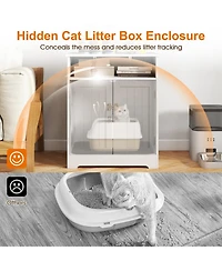 Sugift Wooden Hidden Cat Litter Box Enclosure Pet Washroom Furniture