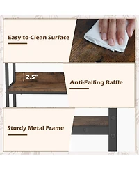 Sugift 3-Tier Industrial Bookshelf with Wooden Shelves and Metal Frame