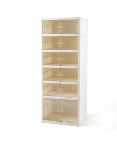 Sugift Foldable 6-Tier Shoe Rack Organizer 12-Pair Collapsible Shoe Cabinet