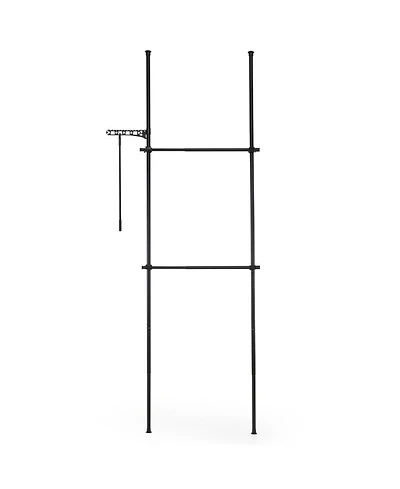 Sugift Adjustable Floor to Ceiling Clothes Rack with 2 Hanging Rods 102.5in-124in