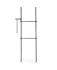 Sugift Adjustable Floor to Ceiling Clothes Rack with 2 Hanging Rods 102.5in-124in