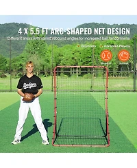 Hongge Adjustable-Angle Baseball PitchBack Rebounder Net 4 x 5.5 ft